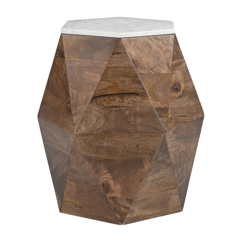 Table d'appoint biseau blanc et noyer