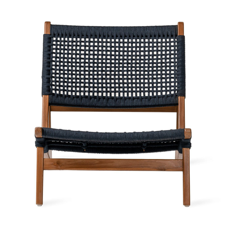 Alizee Wood Outdoor Armless Lounge Chair, Amber, Indigo