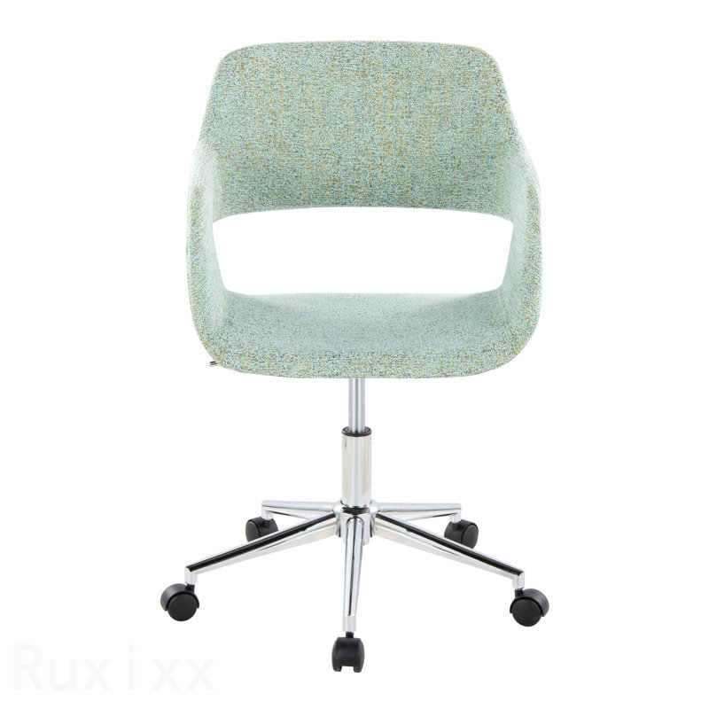 Chrome Metal & Light Green Fabric Contemporary Task Office Chair, Green, Chrome