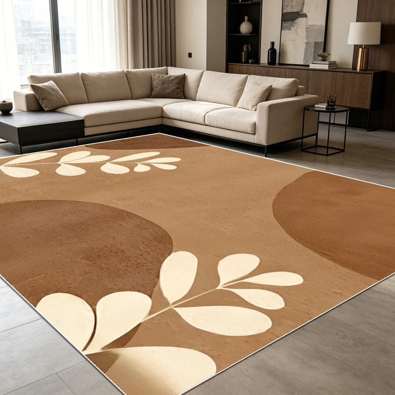 1PC Boho Neutral Terracotta Botanical Leaf Abstract area rugs for Living Room, Soft and Comfortable, Suitable for all seasons, easy-to-maintain, machine washable Indoor floor mat, Under Table Farmhouse suitable for dining room, bedroom, kitchen,