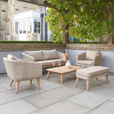 Cambrai Wicker 6 - Person Garden Lounge Set with Cushions