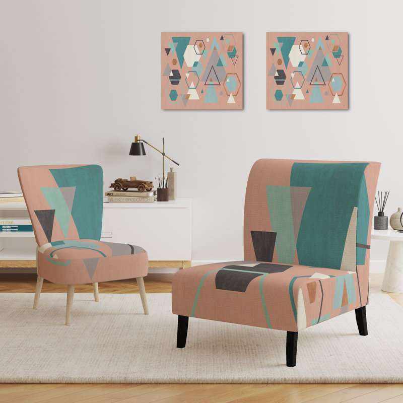 Fauteuil de chambre à motif géométrique Hexagons I, Rose