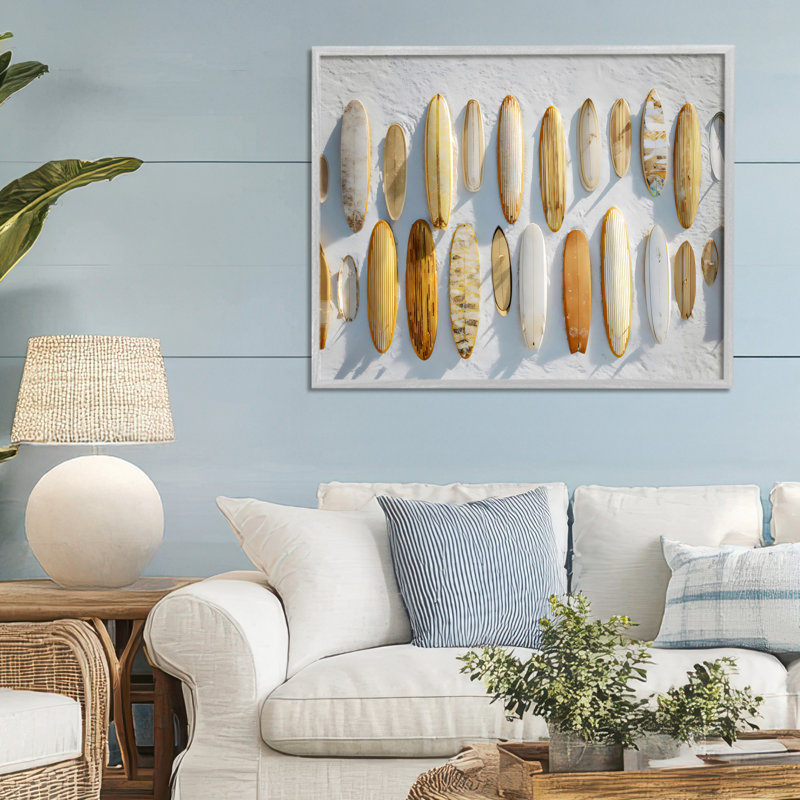 Collection de planche de surf rétro, estampe numérique, design par Franklyn Gregory, 24 x 30, Farmhouse Grey Giclee Framed