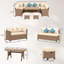 Canapé modulaire pour patio, ensemble de mobilier d'extérieur 6 pièces, ensemble de conversation pour mobilier d'extérieur