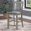 Chaise de salle à manger à hauteur de comptoir de style transitionnel 2 pièces avec siège rembourré et dossier en lattes de métal brossé gris et gris clair