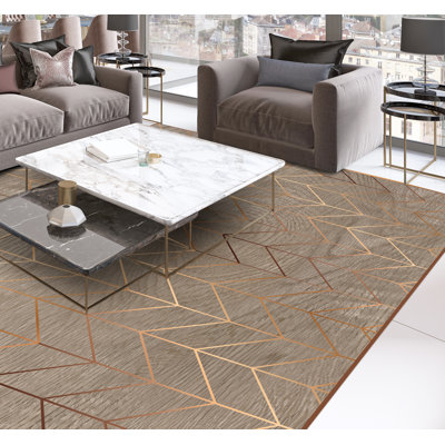 Alcie Vinyl Machine Printed Area Rug
