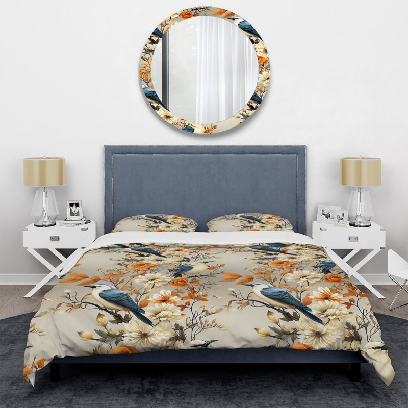 Ensemble de housse de couette Vintage Floral Boho Avians, Housse de couette simple + 1 taie décorative stan