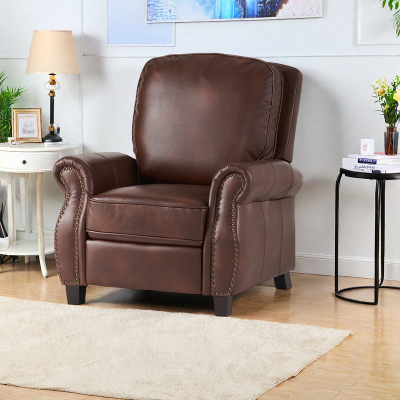 Fauteuils inclinables confortables en polyuréthane brun, style moderne pour la détente à la maison