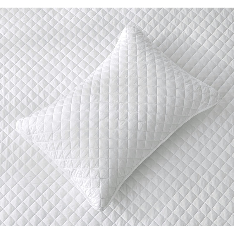 Teo Diamond Stitch Microfiber Quilt Set, Queen Quilt + 2 Standard Shams, White