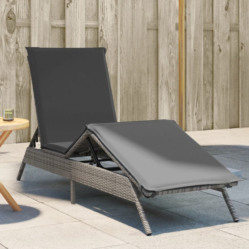  Chaise longue en rotin de polyuréthane gris, acier thermolaqué