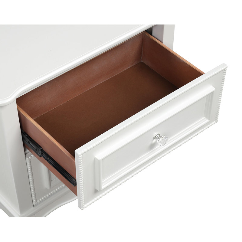 Table de chevet avec 2 tiroirs, blanc