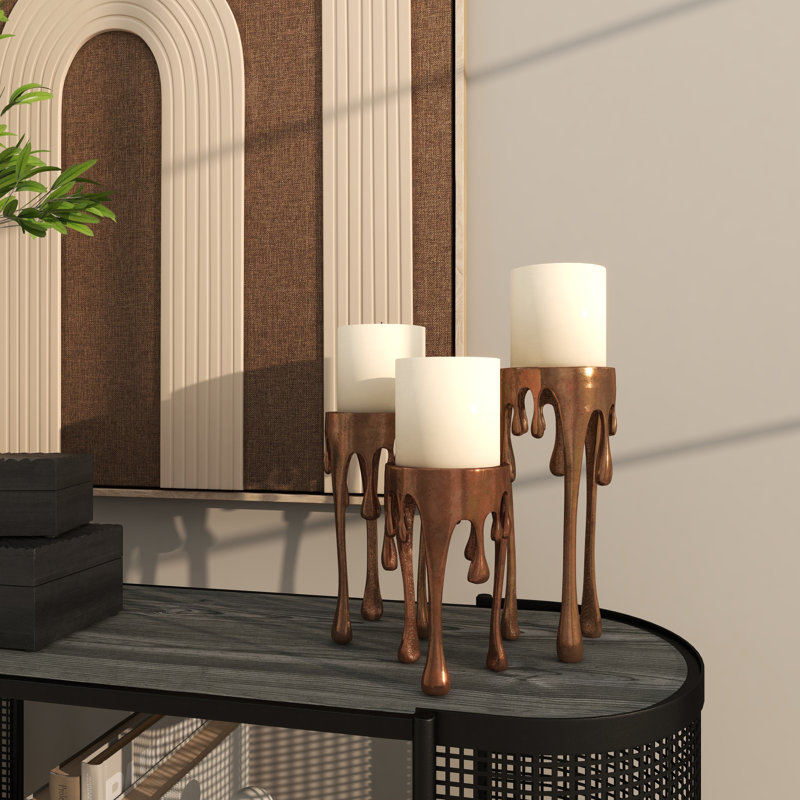 Moderna 11.80'' H Aluminum Tabletop Candlestick, Copper