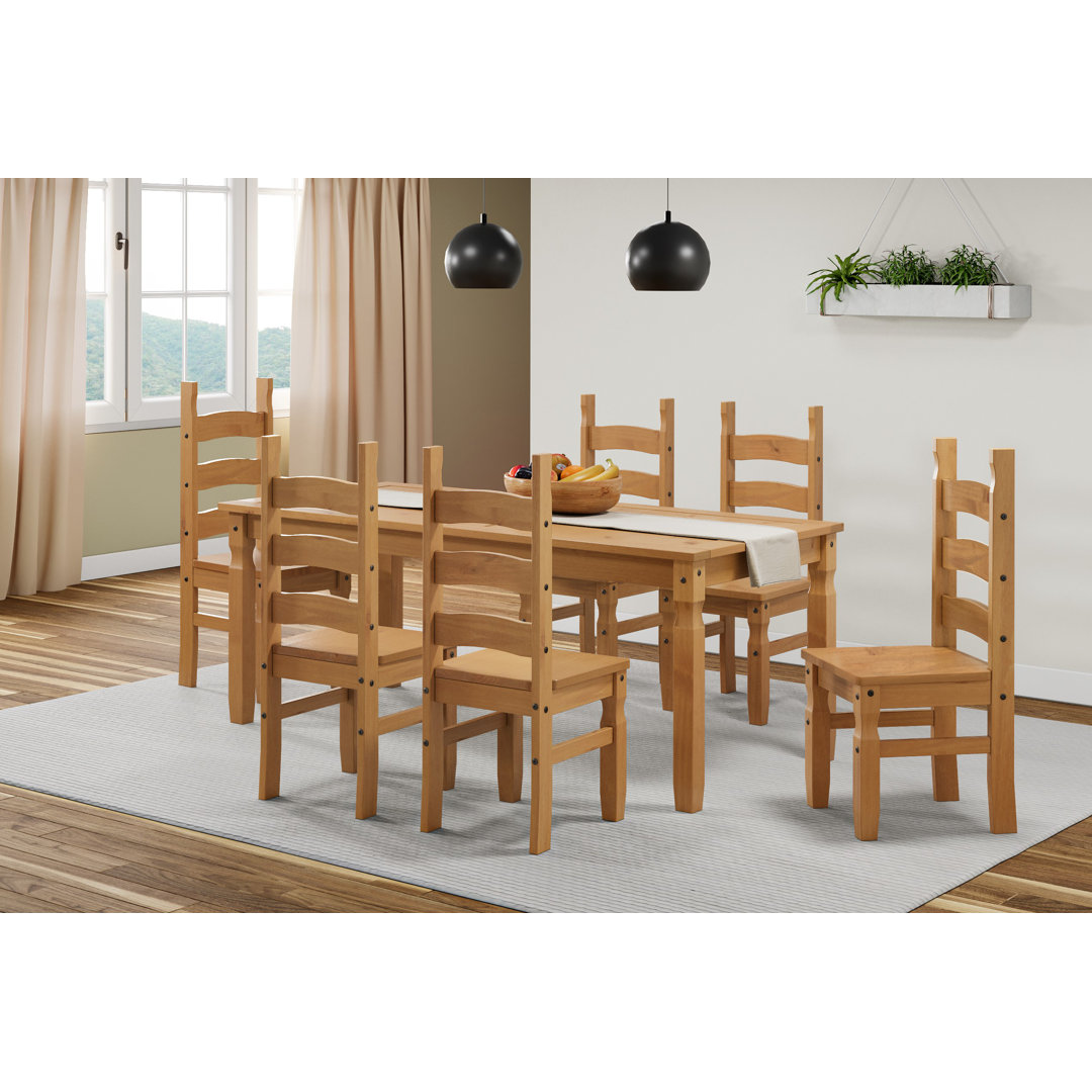 Bridewell 6 - Person Pine Solid Wood Dining Set
