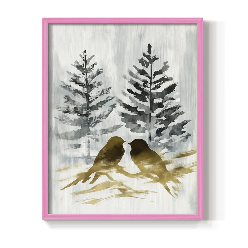 Reproduction encadrée - bois massif, Rose, H 11 po x l 9 po
