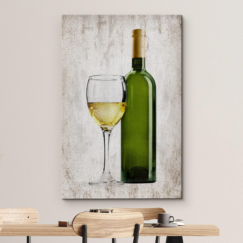 Verre à vin rétro italien rétro sur toile, H 18 po x l 12 po x P 1,5 po