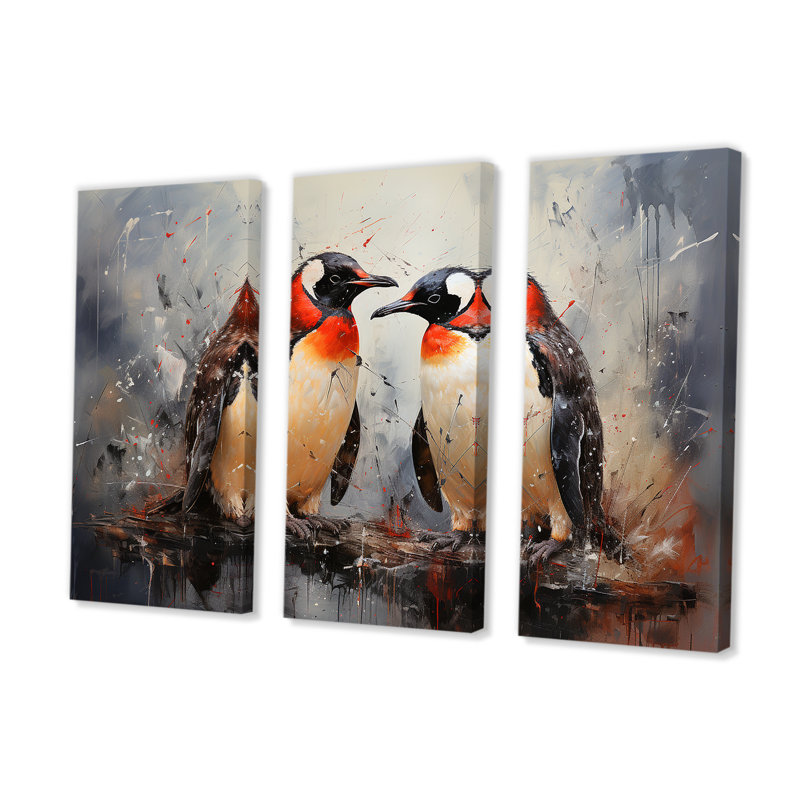 «Penguin Dreamscape I», ensemble d'art mural pingouin, H 32 po x l 48 po