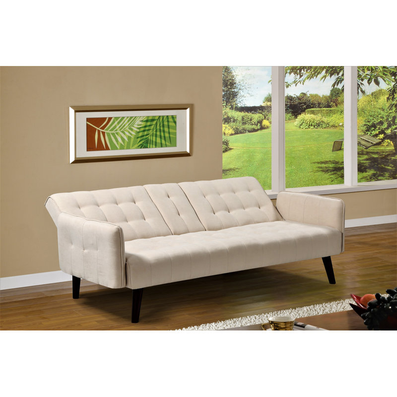 Pinzon Twin 72'' Upholstered Convertible Sofa, Beige Linen Blend