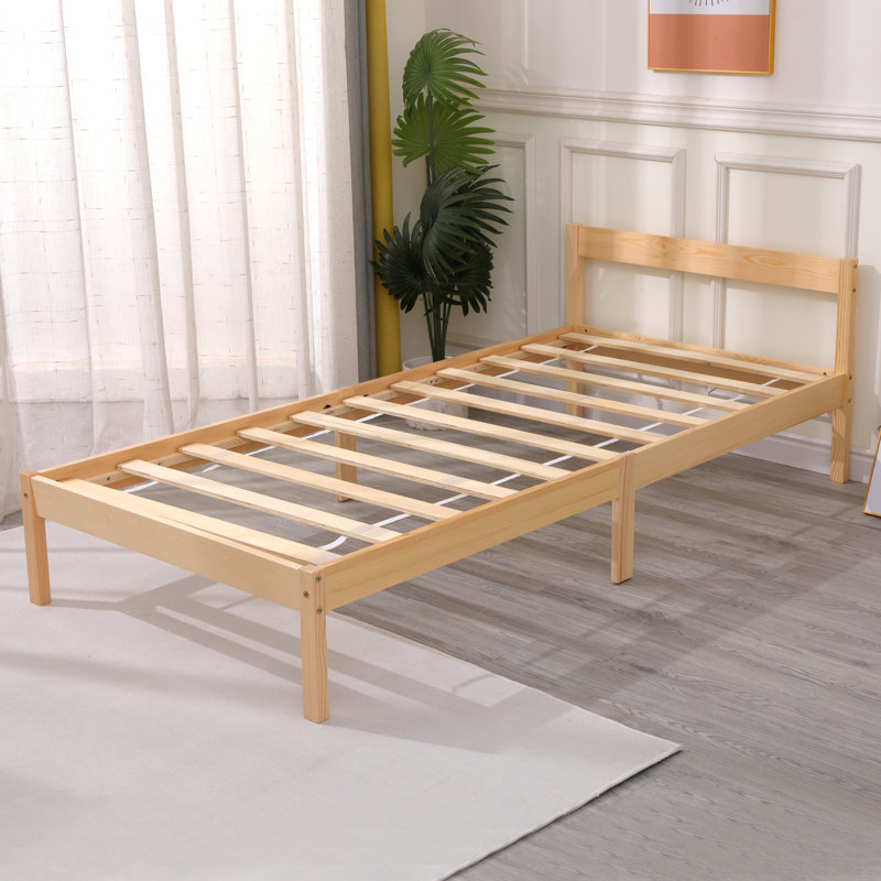 Izeal Solid Wood Bed, Natural, Single (3')