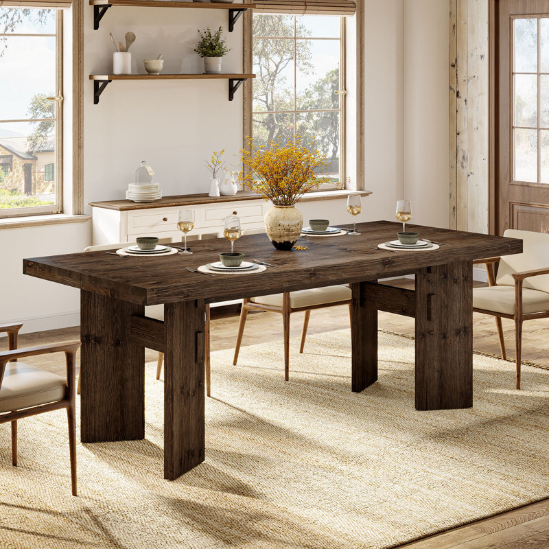 63-Inch Solid Wood Dining Table, Kitchen Table For 4-6 People