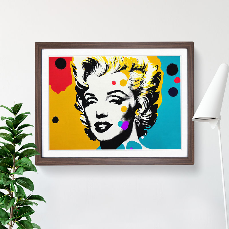 Pop Marilyn Monroe 1 Piece Single Picture Frame Wall Art, 25cm H x 34cm W x 2cm D, Walnut