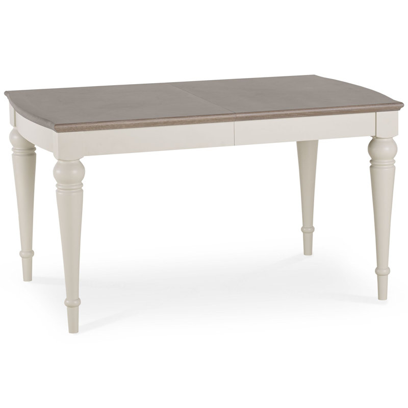 Moira Extendable Solid Wood Base Dining Table, 77cm H x 140cm W x 90cm D, Soft Grey