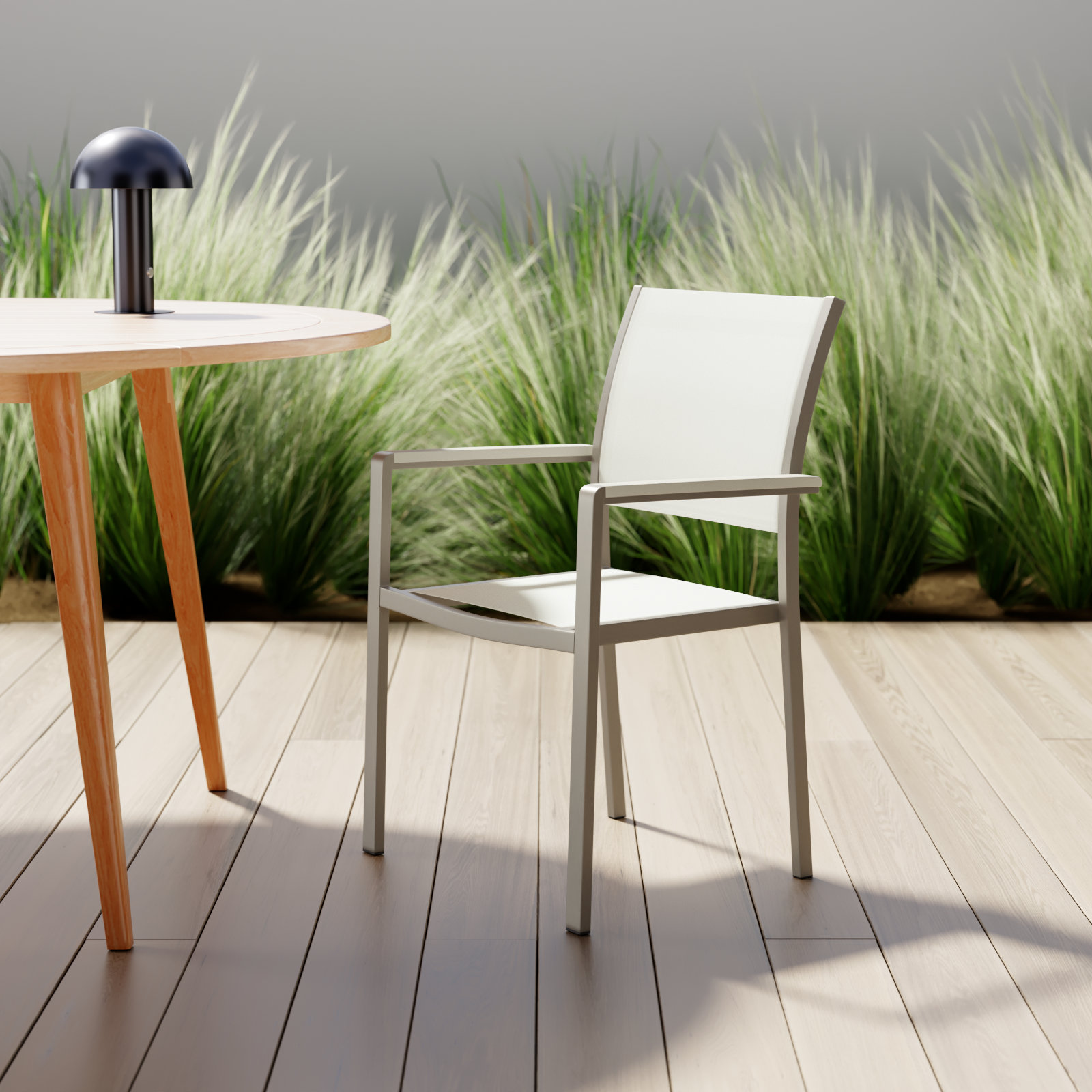 Aynura Stackable Patio Armchair, White