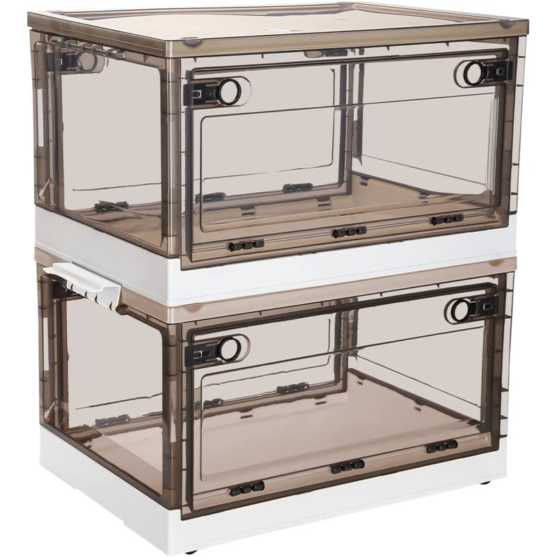 Boîte de rangement en plastique pliable, Bleu, H 9,5 po x l 18,5 po x P 14 po, 32 pte