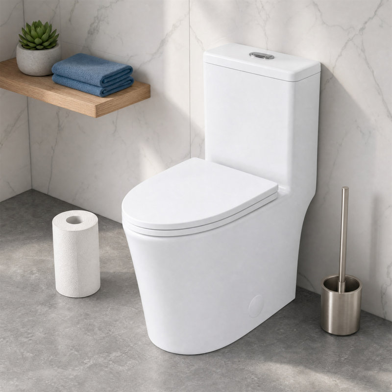 Toilette compacte une pièce 23 po, double chasse (1,1 / 1,6 GPF), entièrement jupée, siège à fermeture en douceur