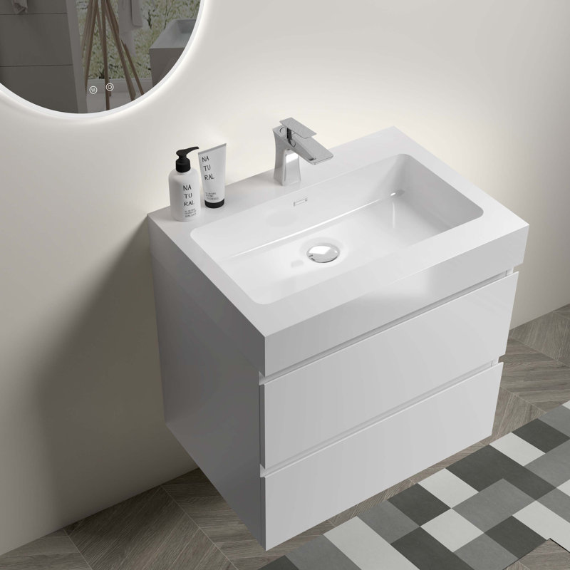 18.1'' Single Bathroom Vanity with Top, White