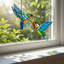 Ensemble de 2 fenêtres suspendues en verre coloré Colibri