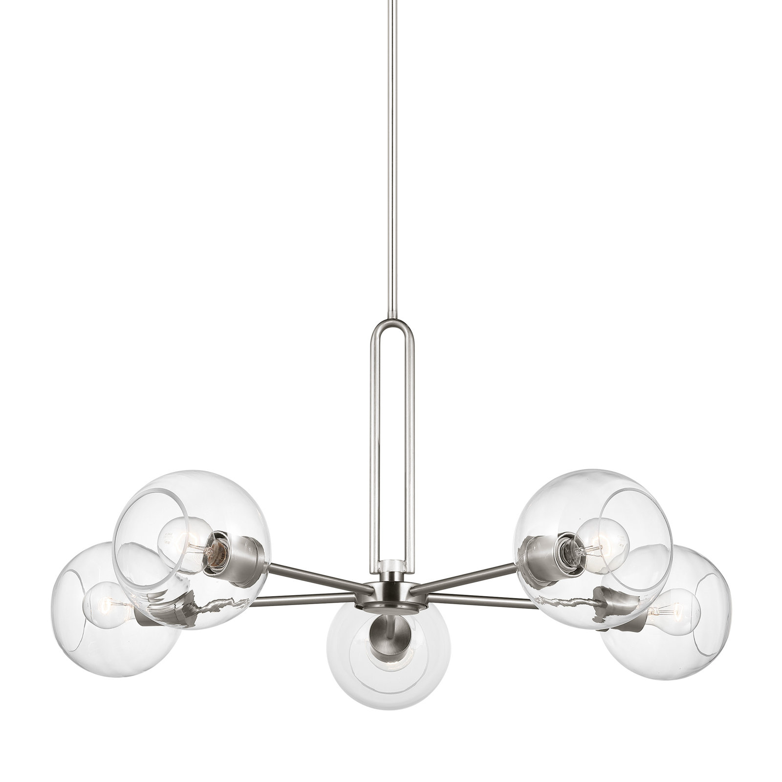 Talia 5 - Light Dimmable Sputnik Chandelier, Brushed Nickel, 20.38" H x 34" W x 34" D