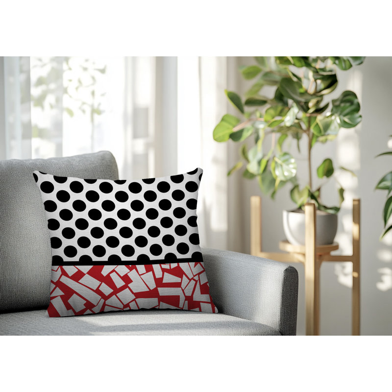 Oreiller carré réversible intérieur / extérieur Miva, Rouge, Carré 16 po