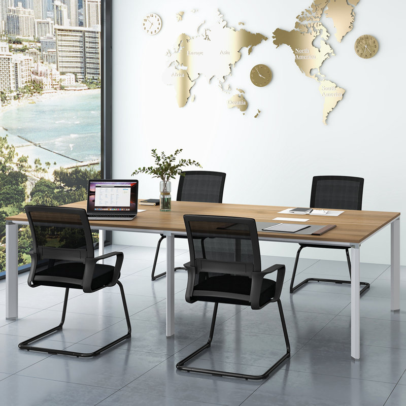 Chaise d'invité de bureau Inbox Zero 4 pièces avec support lombaire, dossier en filet respirant sans roulettes noir