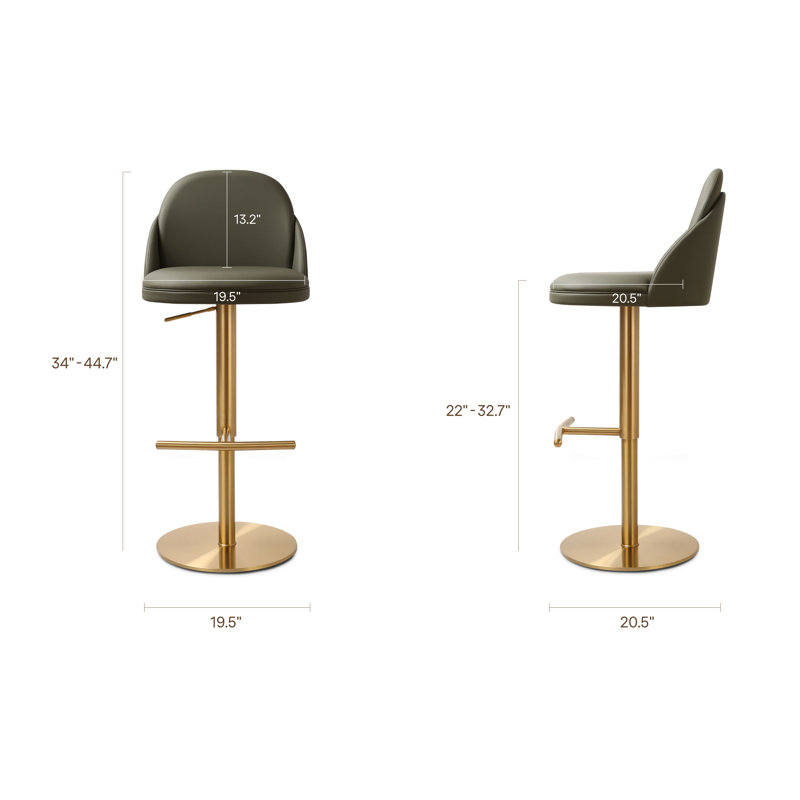 Finta 360 Degree Swivel Counter Stool, Fiori Green/Gold