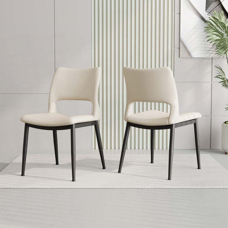 Chaises de salle à manger en similicuir, Blanc