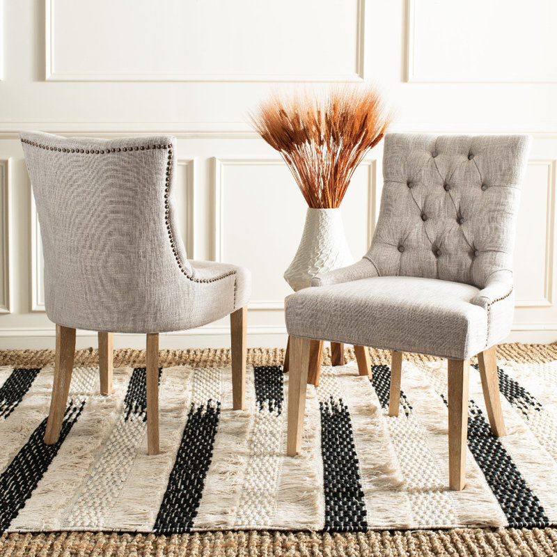 Baumgarten 49.53cm H Tufted Upholstered Parsons Chair, Grey, Whitewashed