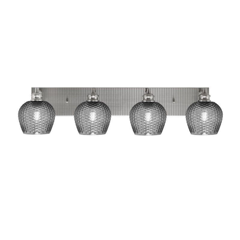 Barre d'éclairage de salle de bain 4 lumières avec verre 6 po Edge, Fumée, Nickel brossé