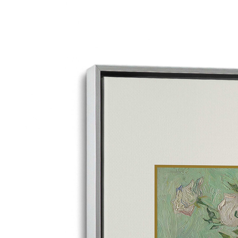 Van Gogh's Roses 1890, Cadre flottant en chrome poli, H 18,75 po x l 12,75 po