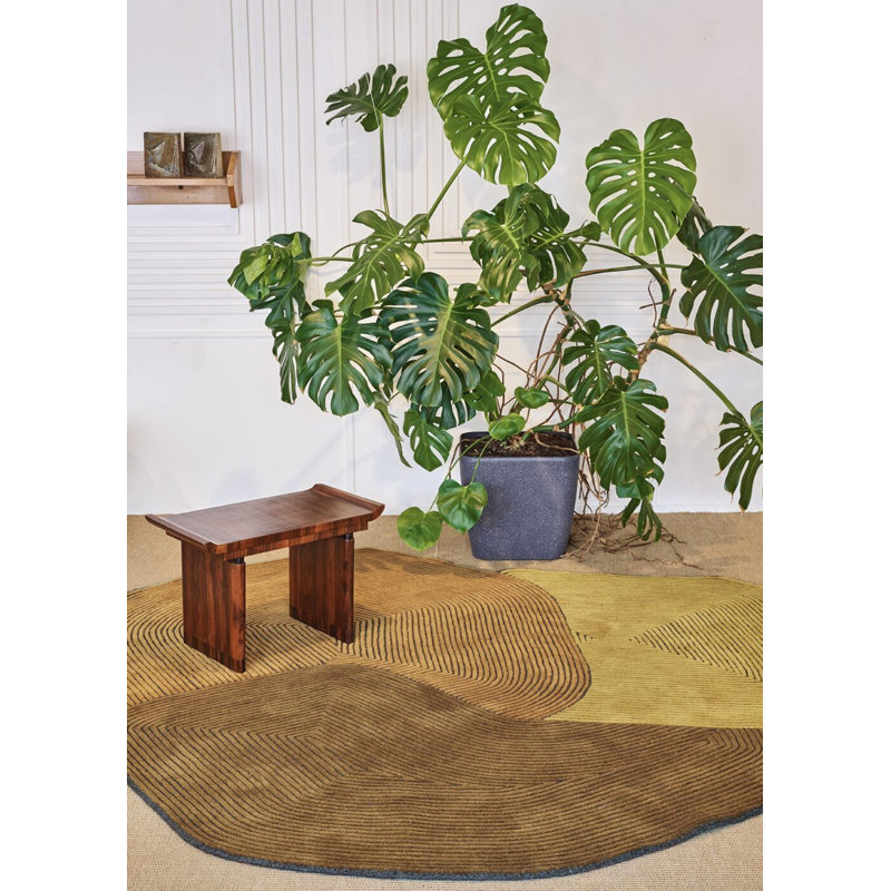 Tumulus Hand Tufted Wool Area Rug in Saffron/Yellow/Brown, Novelty 7'8" x 7'10"