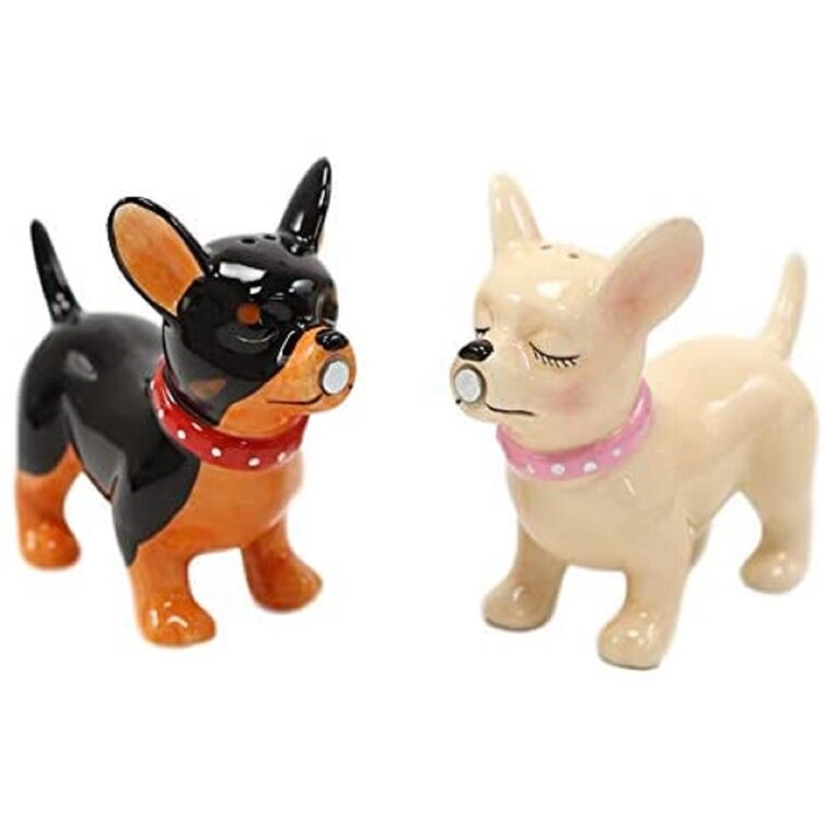 Ceramic Salt & Pepper Set Magnetic Dogs