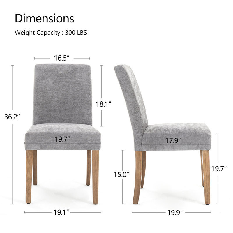 Fabric Upholstered Dining Chairs High Back Parsons Kitchen Chairs With Solid Wood Feet, Gray