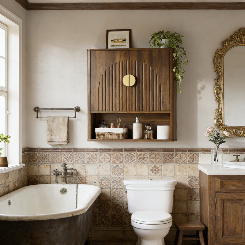 Armoire à pharmacie cannelée avec tablette réglable, armoire de rangement murale pour la salle de bain, la cuisine, le salon, le rangement au-dessus de la toilette avec deux portes