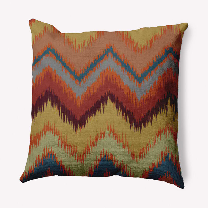 Coussin décoratif intérieur / extérieur Ikat, 18 po x 18 po, Terre de Sienne