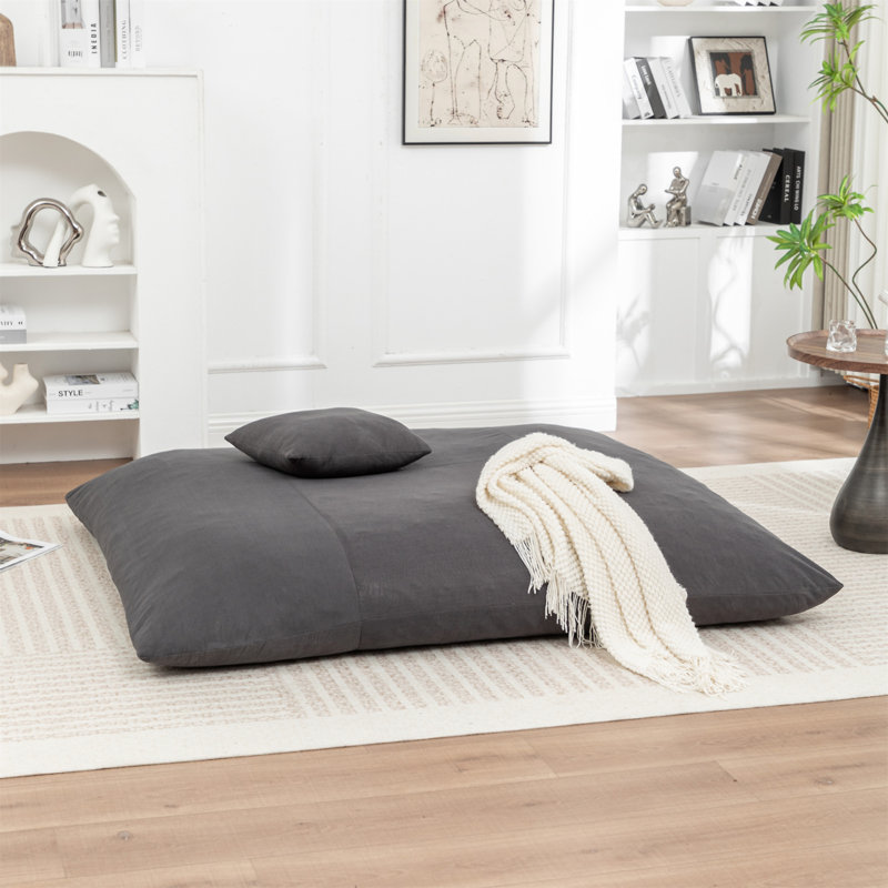 Fauteuil à billes de plancher, Velours côtelé gris