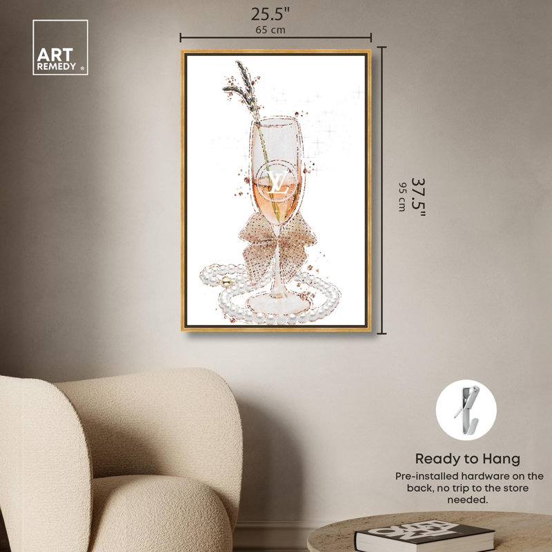 «Champagne Toast Canvas Drinks and Spirits», art mural par Art Remedy, Cadre doré, H 37 po x l 25 po