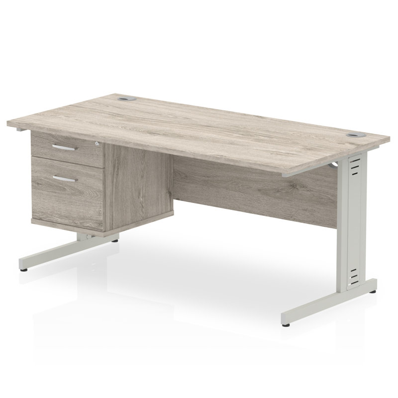 Zetta Metal Base Executive Desk, Grey,  73cm H x 160cm W x 80cm D