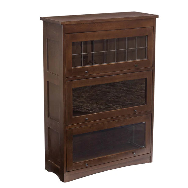 Mission Craftsman Style Oak Barrister Bookcase - 3 Stack - Walnut