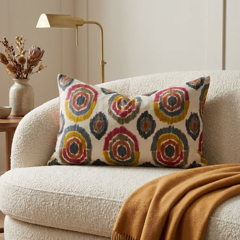 Earth Geometric Throw Pillow, 12" H x 20" W, Rectangle