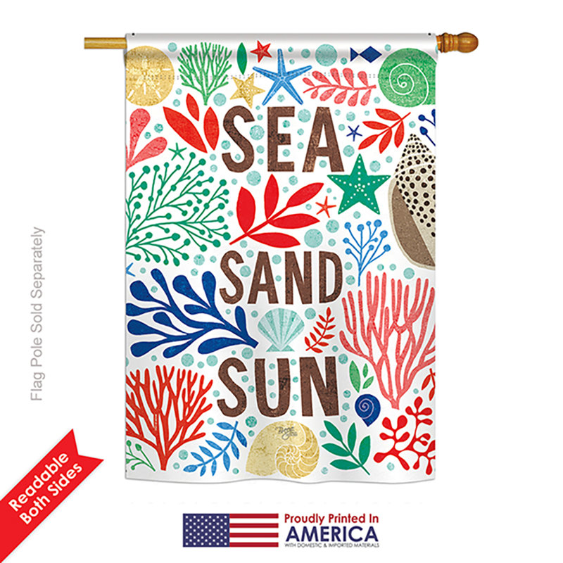 Drapeau de jardin en polyester à 2 côtés sea sable, H 13 po x l 18,5 po