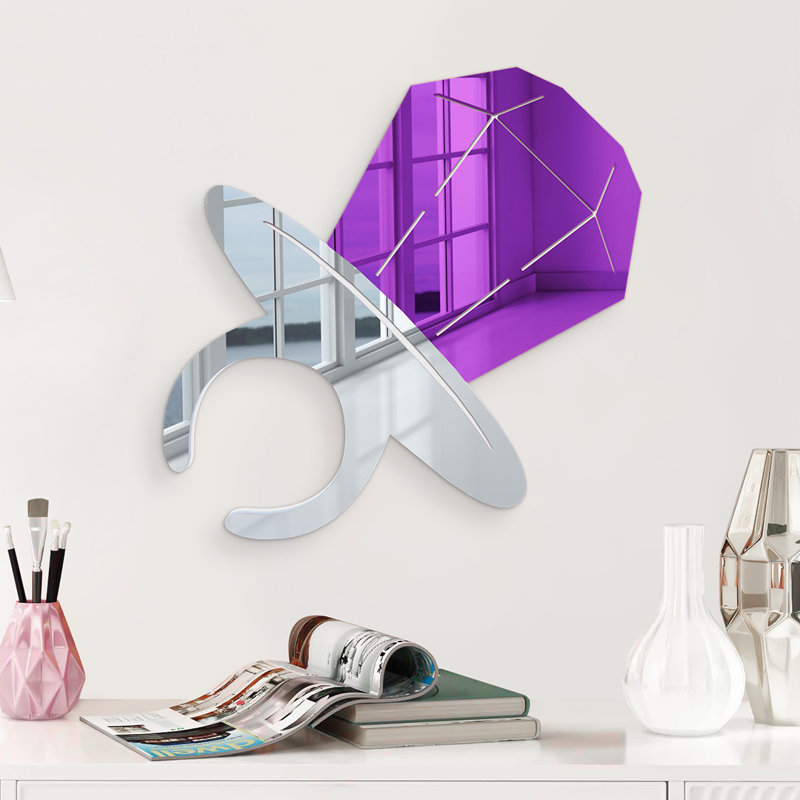 Décoration murale miroir bonbon, H 18 po x l 18 po x P 1 po, Mauve / Rose